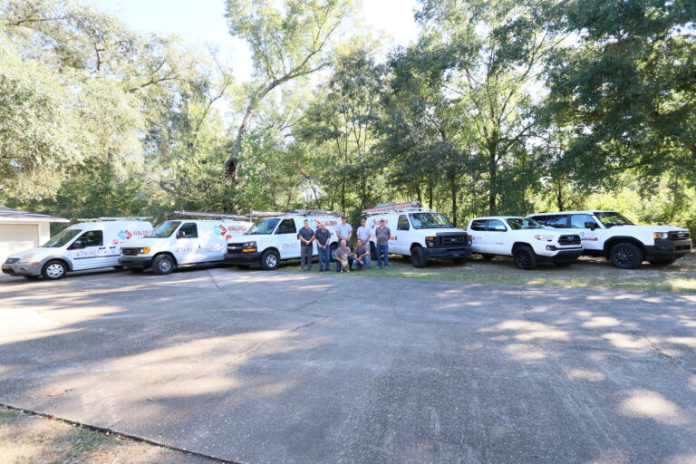 Parking lot and trees outside a commercial property