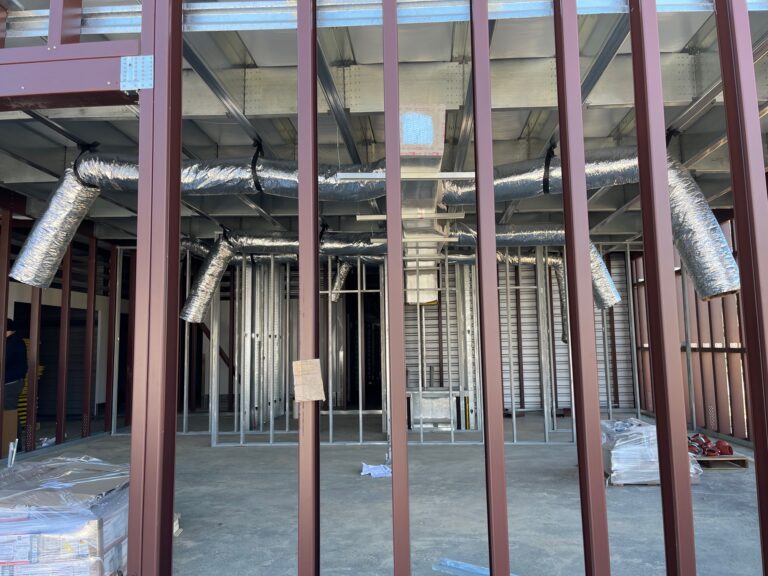 interior of a house with beams
