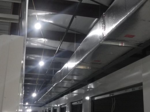Sheet metal ductwork in a commercial mechanical space